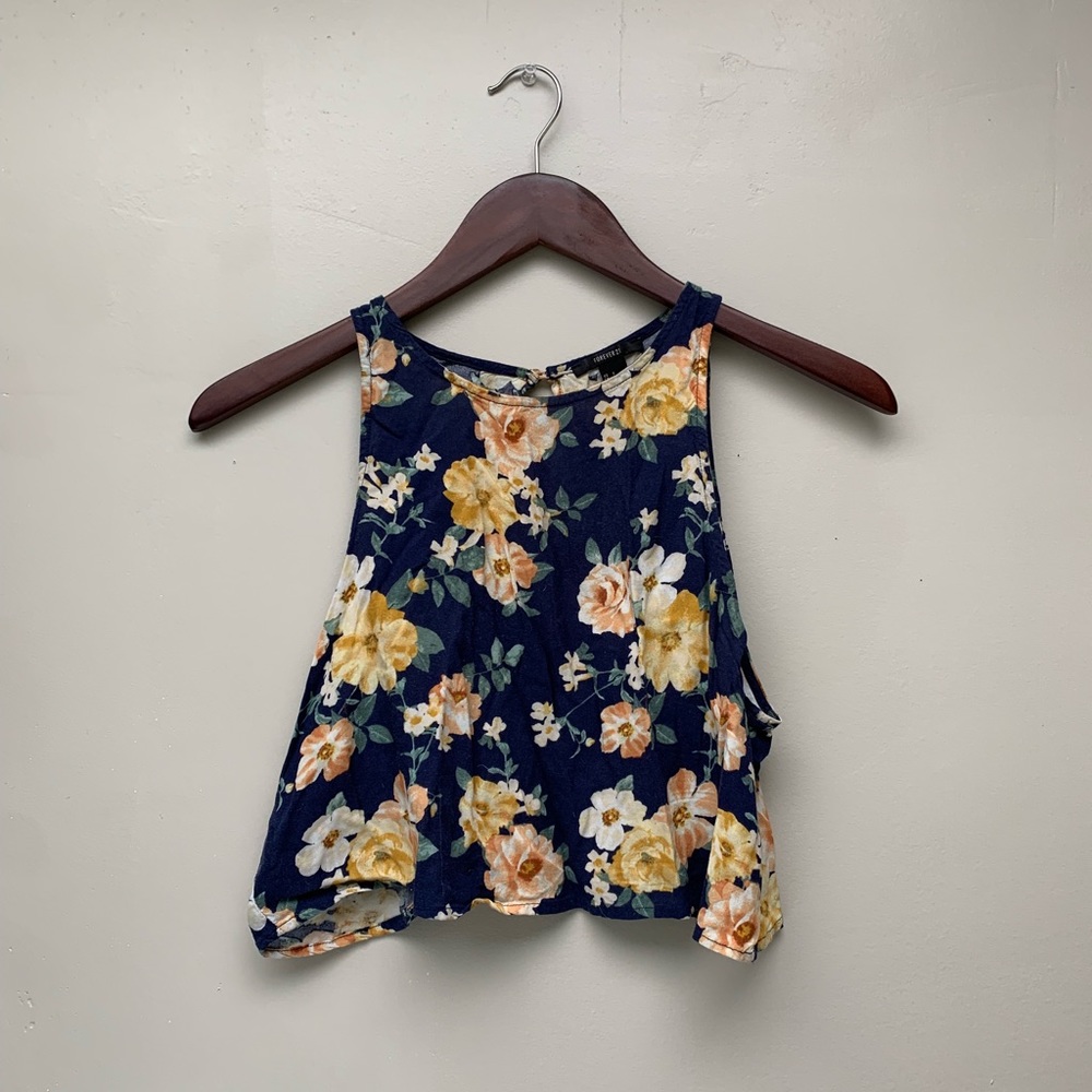 Floral open back crop top